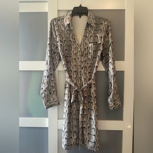 Express Snakeskin Print Full Button Front Long Sleeve Dress Medium, Wore Once